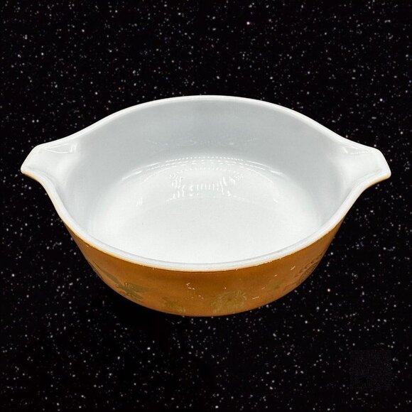 Vintage Pyrex Early American Refrigerator Dish Brown & White 471 1pt 7.5”W 2”T - Picture 4 of 11